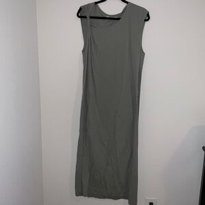 FP Beach Free People Crew Neck Maxi Dress one shoulder twist with pockets